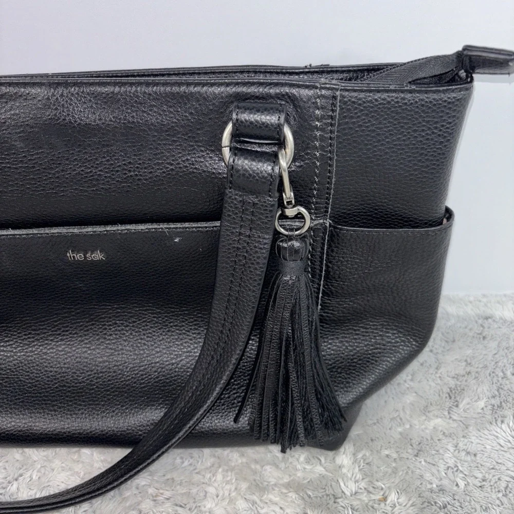 The Sak Ashby Black Leather Tote 12x10x5
